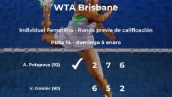 WTA Brisbane. Анастасия Потапова вышла в финальный раунд квалификации
