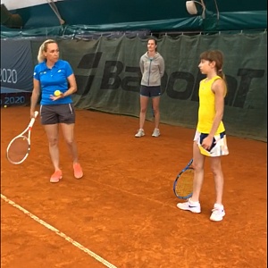 Тренировка по теннису с Т.Жуковской, Е.Макаровой, Д.Пилипенко и А.Пушкарёвой