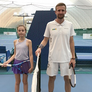 Тренировка по теннису Дмитрием Новиковым и Екатериной Фридлянд